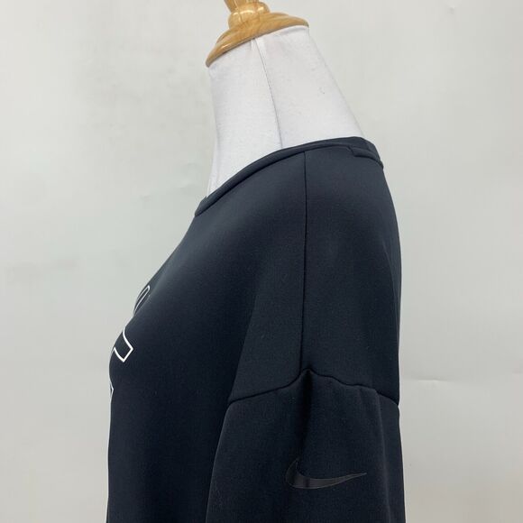 Nike Sweatshirt Women XS Extra Small Black Therma Fleece Training Crew Neck Logo - Picture 7 of 15